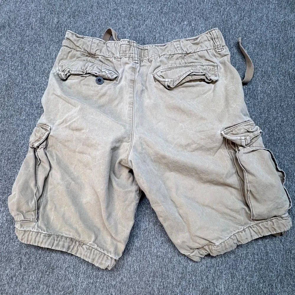 Abercrombie and Fitch Mens Cargo Shorts Tan Khaki Size 31 Drawstring Utility 33W
